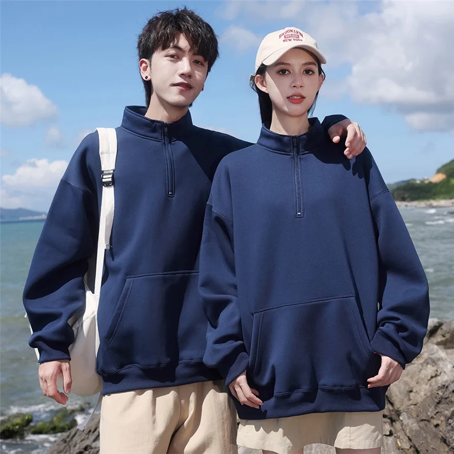 

Жемчужный флисовый пуловер с полумолнией и воротником-стойкой, свитер на плечах, модная брендовая флисовая куртка, классная униформа с принтом логотипа