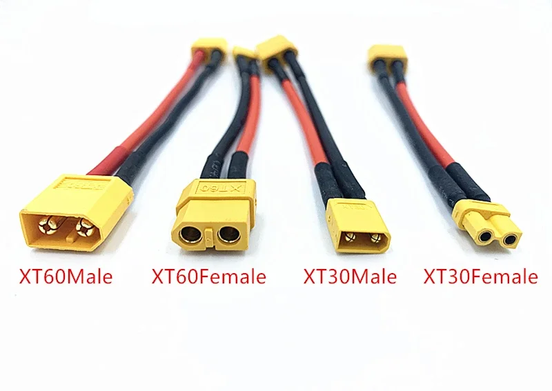 1pc XT60 to XT30/XT60 Male Female Soft 16awg Silicone plug Connector Adapter cable for FPV RC Lipo Battery ESC Motor Drone