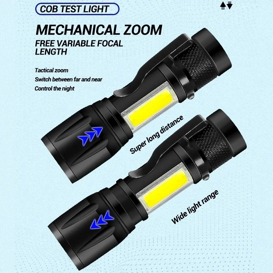 Ultra Bright Portable LED Flashlight COB+XPE Mini Zoom Torch USB Rechargeable Outdoor Camping Emergency Flashlights Lantern