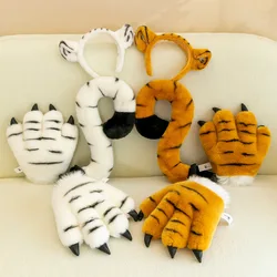 MINISO Funny and Creative Cartoon Simulation Plush Toys Tigers Dinosaurs Giraffes Big Paws Tail Gloves Props Children's Gifts