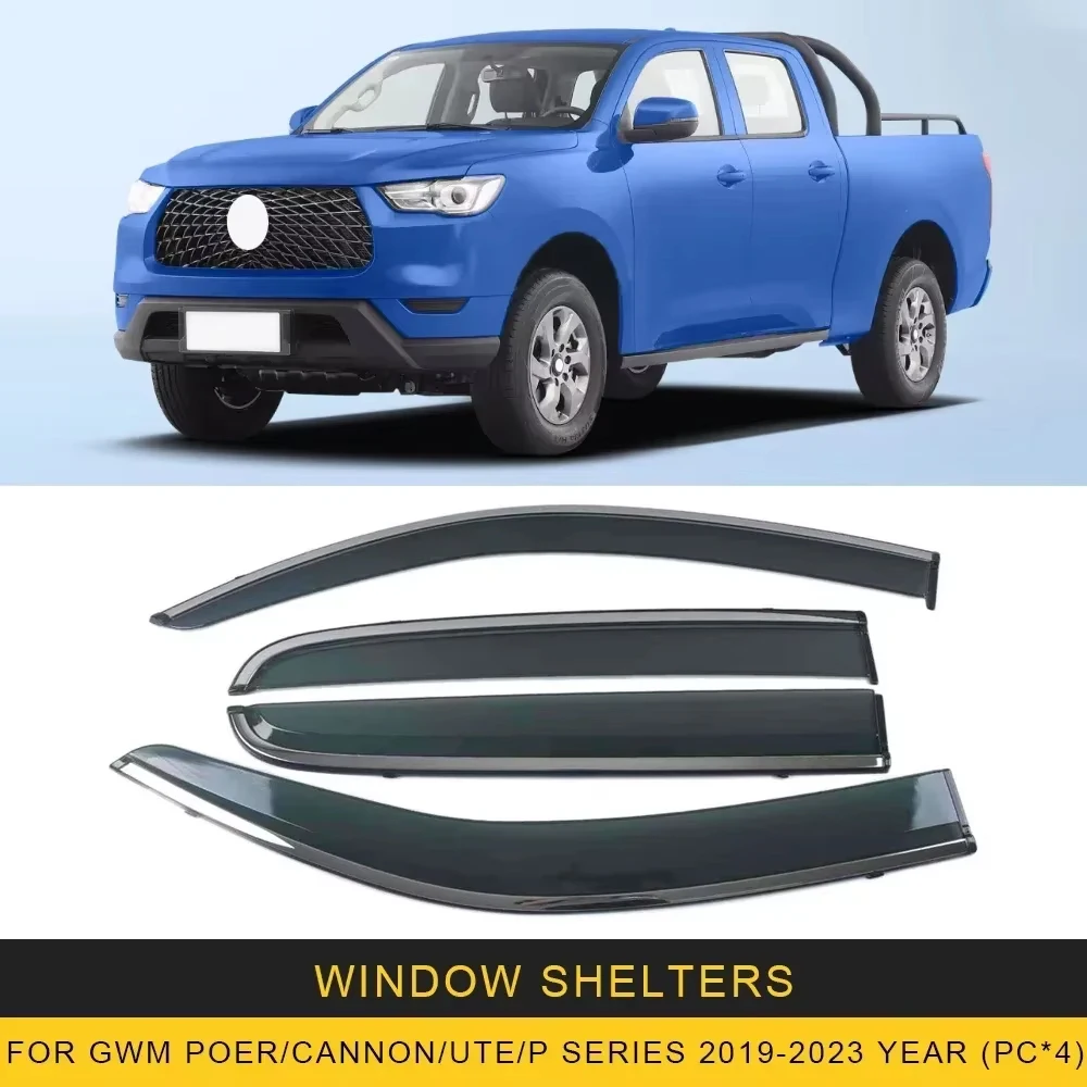 

Chrome Strips Rain Guards for GWM Poer/Cannon/Ute/P Series 2019-2023 Window Visor Wind Deflectors Door Visor Vent Shades