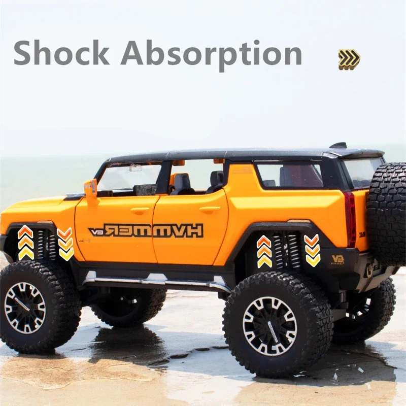 1:24 HUMMER EV Alloy New Energy Car Model Diecasts Metal Modified Off-road Vehicles Car Model Simulation Sound Light Kids Gifts