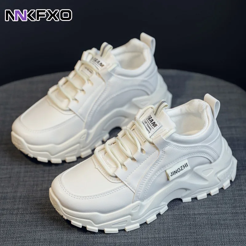 

Женские кроссовки из натуральной кожи, на платформе, повседневные универсальные кроссовки на толстой подошве, QB026, сезон 2023