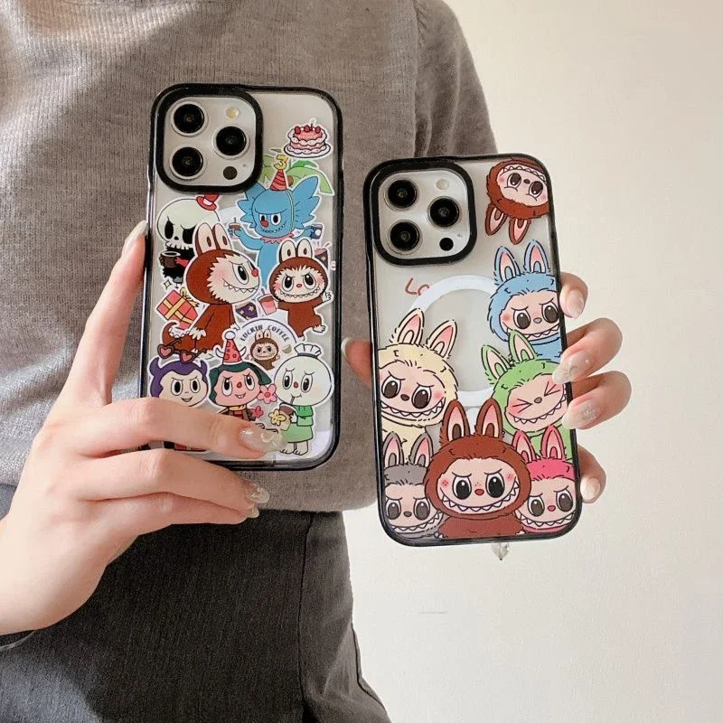 Cartoon Doll Acrylic Black Border Phone Case Cover for IPhone 11 12 13 14 15 16 Pro Max Case