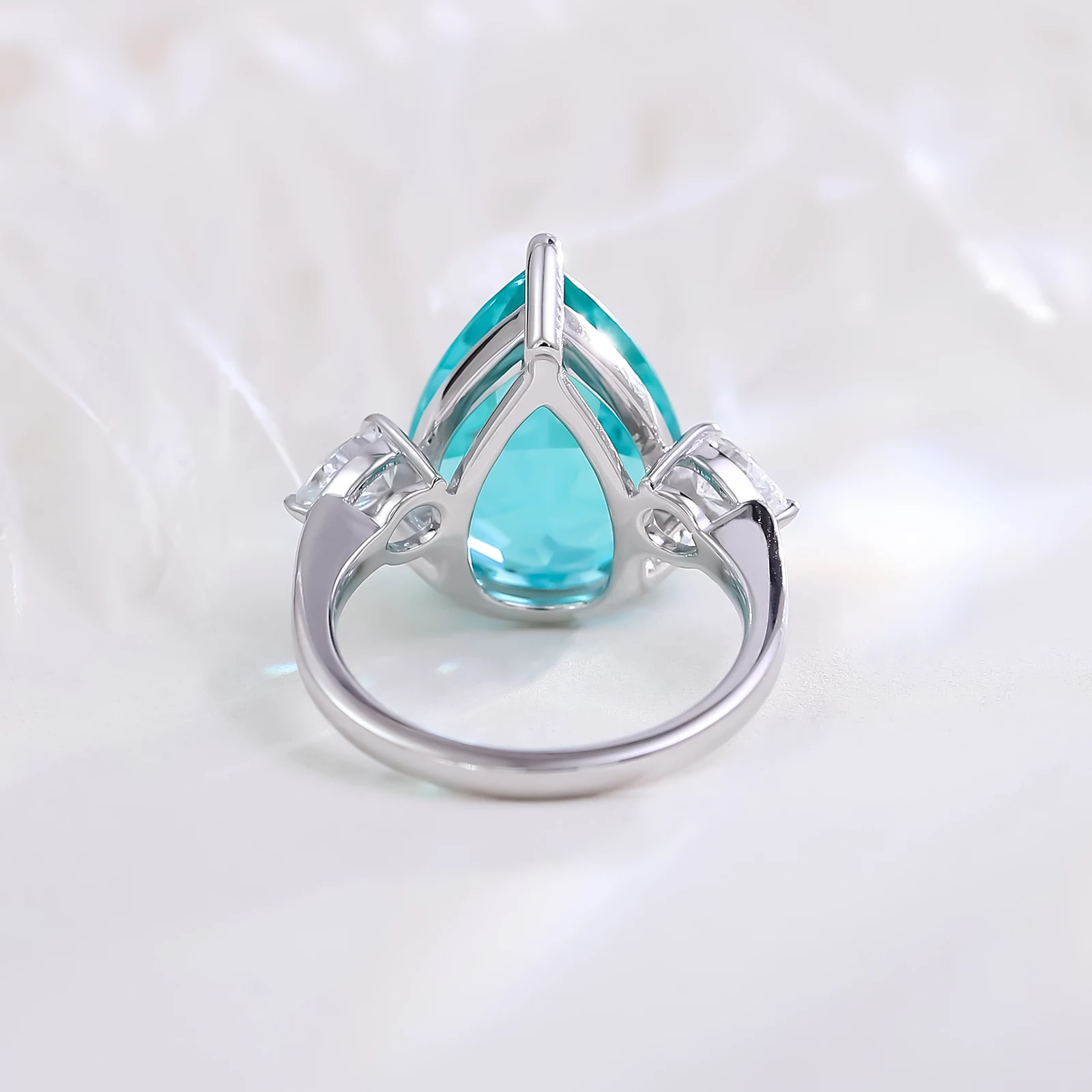 Provence jewelry 10K/14K gold pear shaped lab grown Sapphire ring gemstones Paraiba Engagement Wedding Ring Bridal Jewelry gift