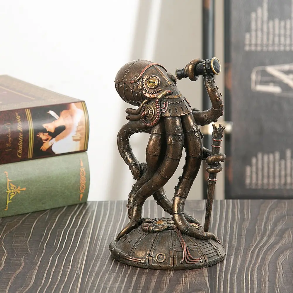 

Vintage Steampunk Octopus Sculpture，Industrial Resin Art Piece for Living Room & Study Decor，Industrial Style