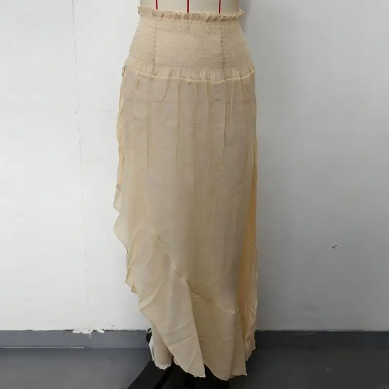 Vrouwen Badpak Coverup Rok met Elastische Taille Zijsplit Verstoorde Strandjurk Badpak Coverup voor Strandvakantie 69HD