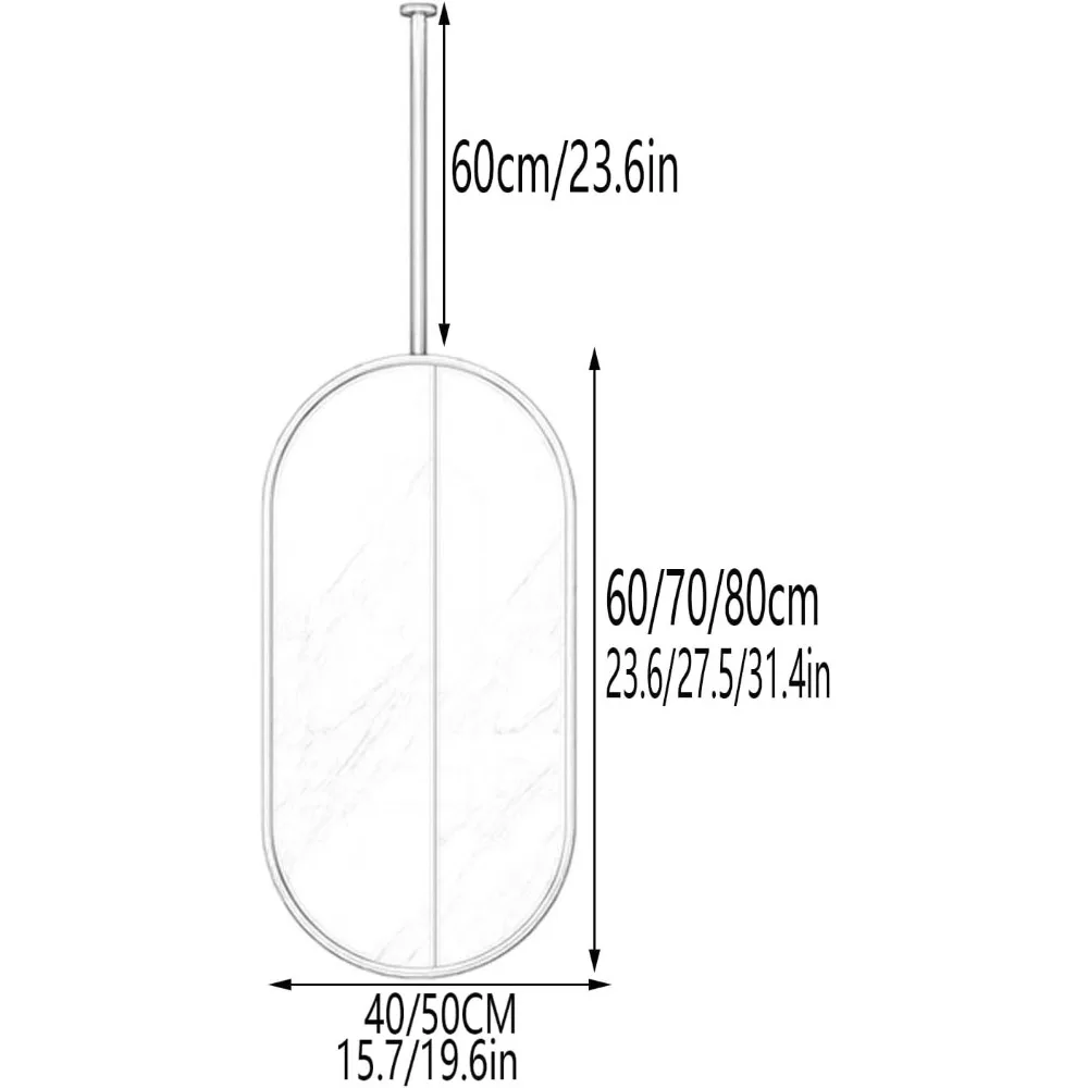 Ovaler goldfarbener Galgenspiegel mit hängendem Design für Decken- und Wandmontage im Flur und Badezimmer (40 x 80 cm)