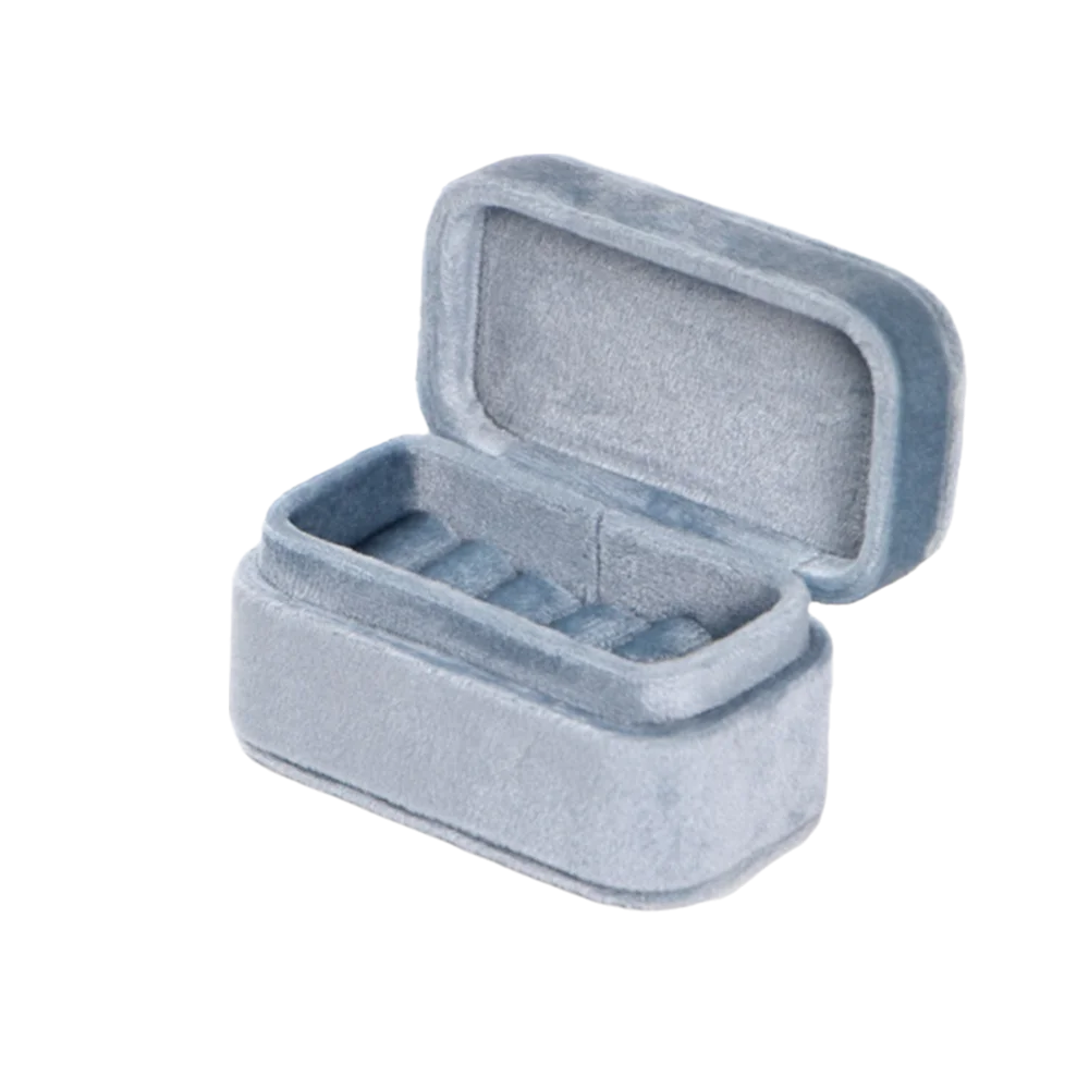 

Portable Luxury Velvet Rings Holder Square Anti-collision Rings Display Case Wedding Storage Jewelry Organizer Couple