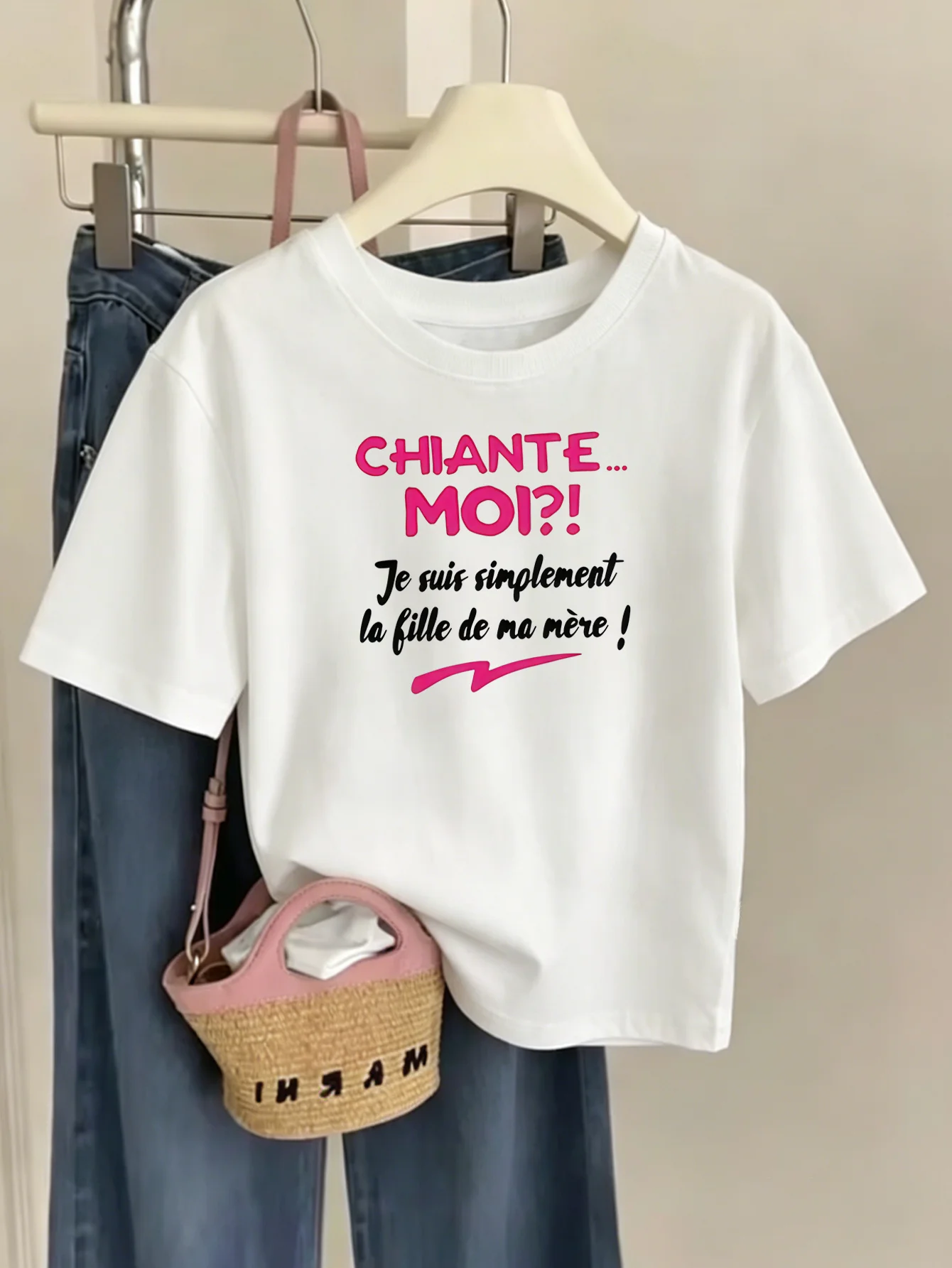 Kids Funny French Slogan Letter Print Graphic Tee Boys Girls Family Matching Short Sleeve Trendy Text Casual Everyday T Shirt