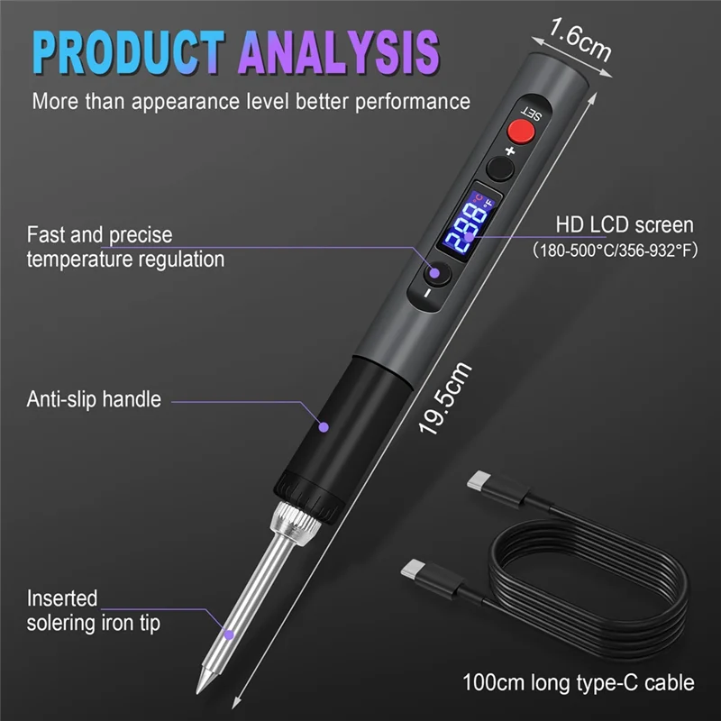 JHD نوع الحرارة الداخلية 65W شاشة ديجيتال ذكية لحام الحديد 180-500 ℃ قلم لحام لخلايا إصلاح اللحام #5
