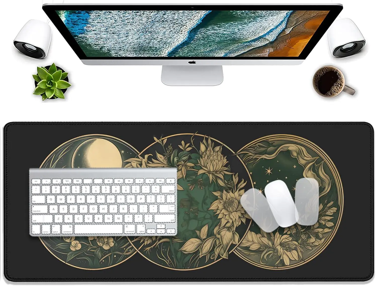

Celestial Moon Flower Art Mouse Pad,Non-Slip Waterproof Rubber Mouse Pad for Office,Computer,Keyboard,Laptop and Home Desk Pad