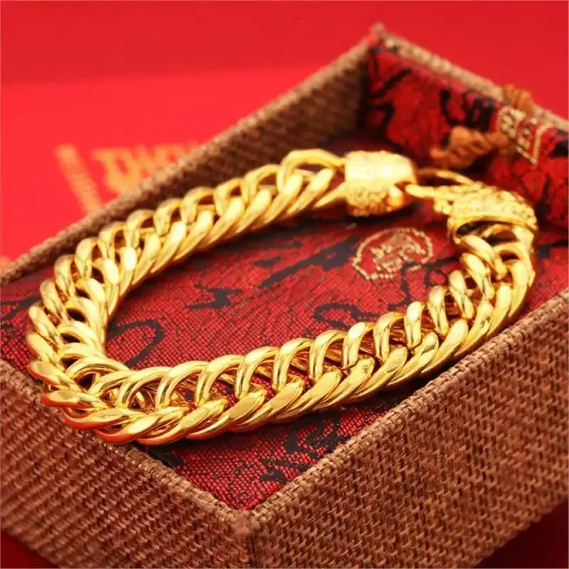 

Gold Shop Matching 9999 True Gold Bracelet Men's and Women's Gold 24K Bracelet Wealth Chengbao Boss Chain Rich Gold Bracelet