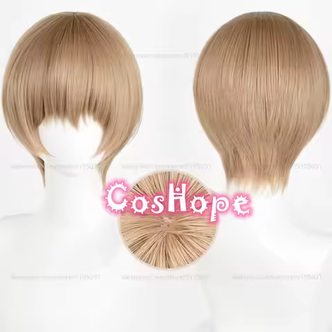 Okita Sougo Cosplay Wig 30cm Short Scalp Hair Light Brown Wig Cosplay Anime Cosplay Wigs Heat Resistant Synthetic Wigs