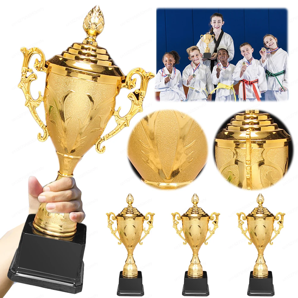 Gold Plastic Trophy Basketball Football Trophy 8.5 Inch Game Match Trophy Winners Award Trophy for Championships Tournaments