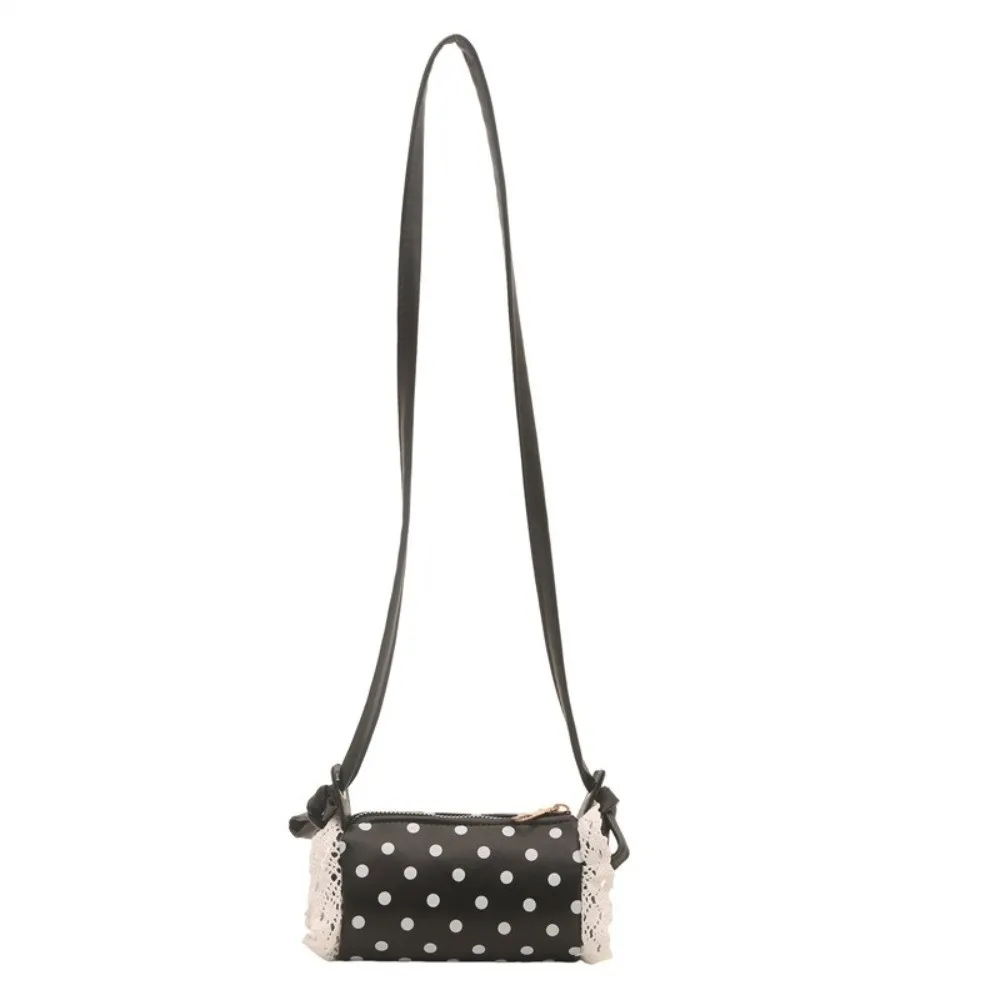 Trendy PU Leather Polka Dot Shoulder Bag Versatile Chic Cylinder Bag MIni Lightweight Handbag for Women Daily Use