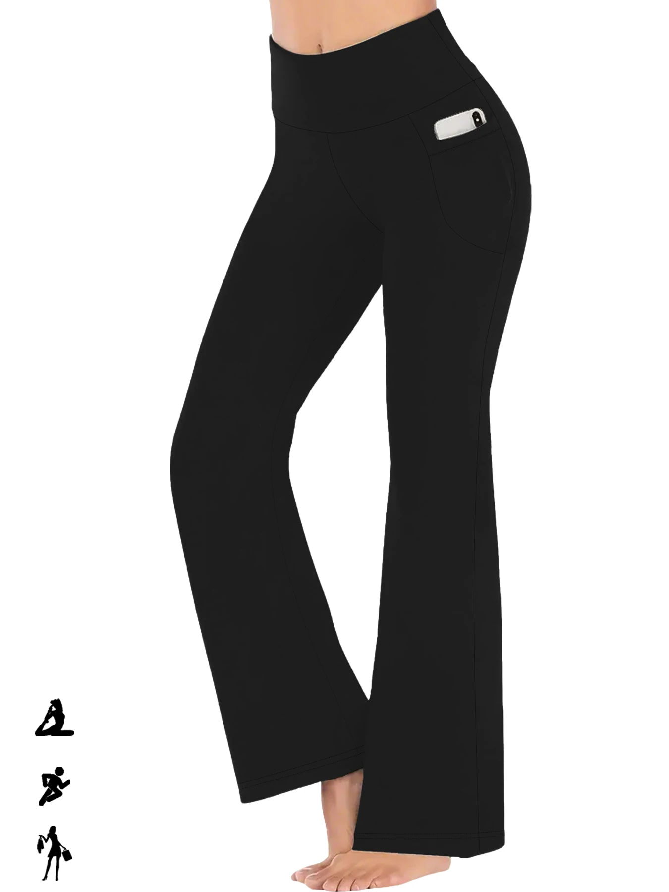 

Women's Super Soft Flare Pants with Pockets High Waisted Tummy Control Workout Yoga Push Up Gym Fitness Leggings Bell Bottoms