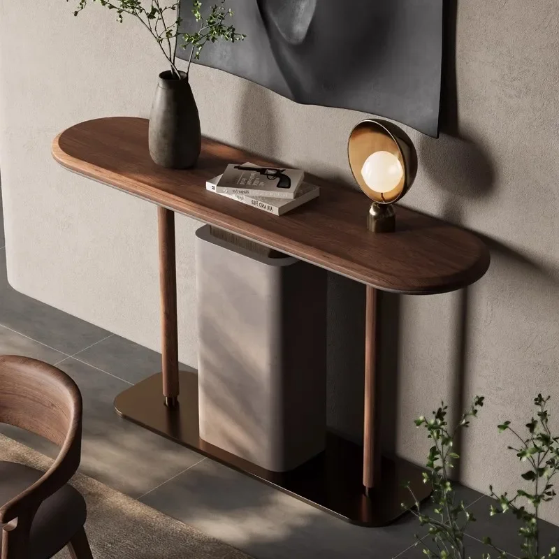 

North American black walnut entrance table Italian simple light luxury modern high-end living room entry end view