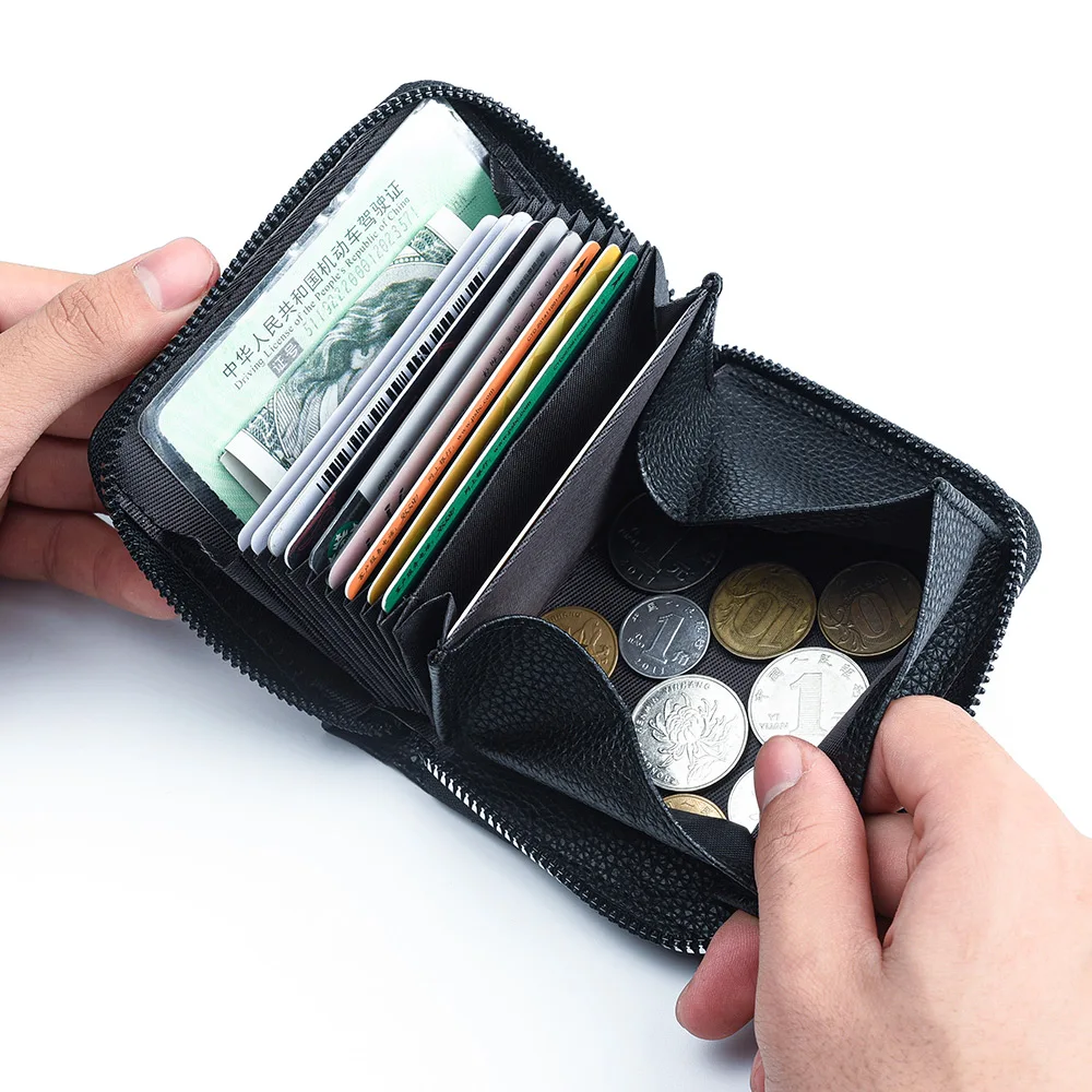 

Women's Zipper Purse Short Lychee Pattern Fashion Multi-Card Slot ID Card Holder Coin Zipper Purse For Women card holder ミニウォレット レディース 아이패드 파우치 wallet credit card holder