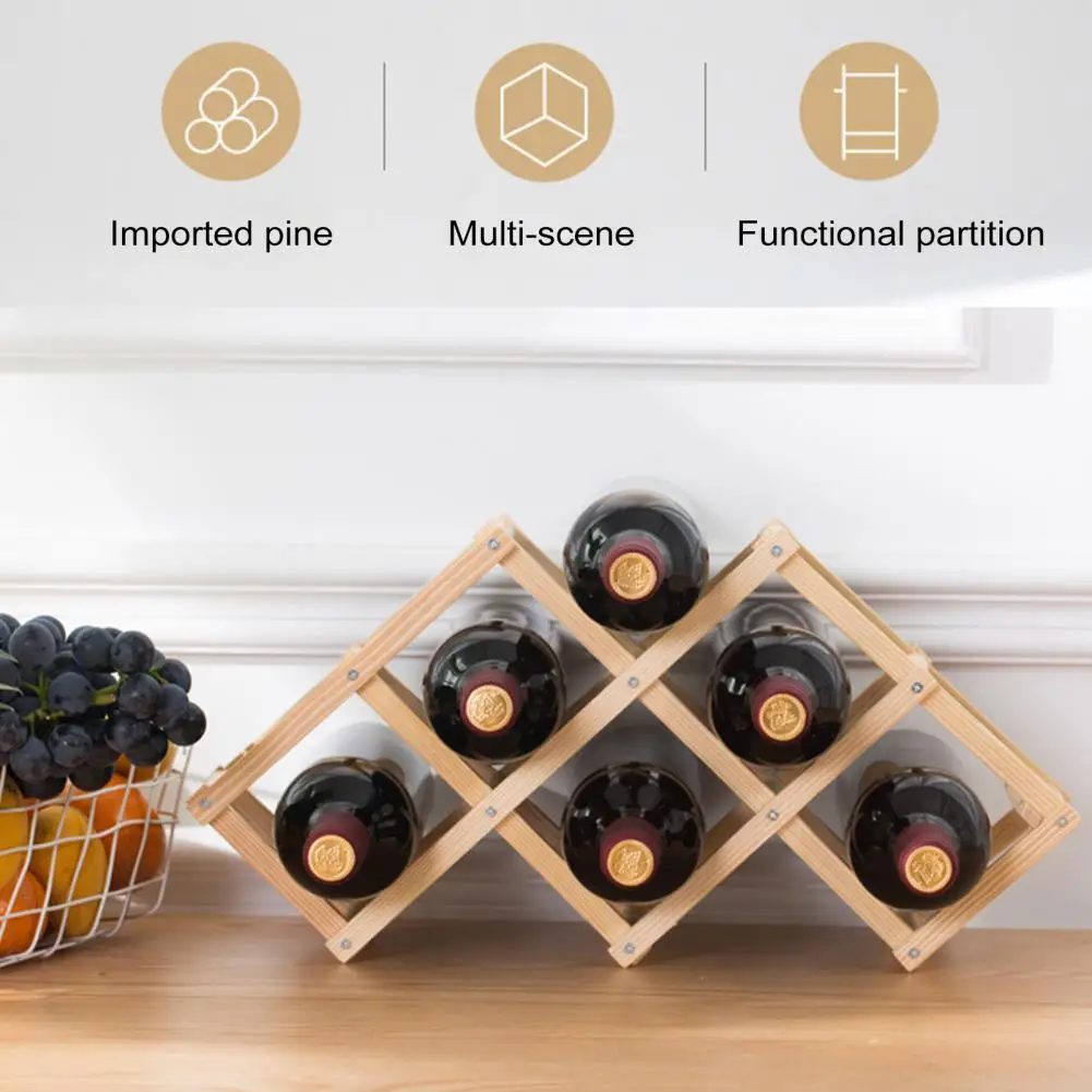 Wooden Wine Storage Rack Bee-Shaped 3-10 Bottles Display Organizer Horizontal Bottle Placement Moist Cork Wooden Storage Shelf