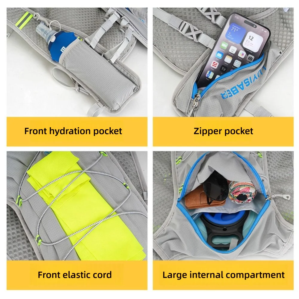 2L Marathon Hydrating Rucksack Atmungsaktive Ultraleichte Lauftasche Reflektierender Trailrunning Rucksack Reiten Fahrrad
