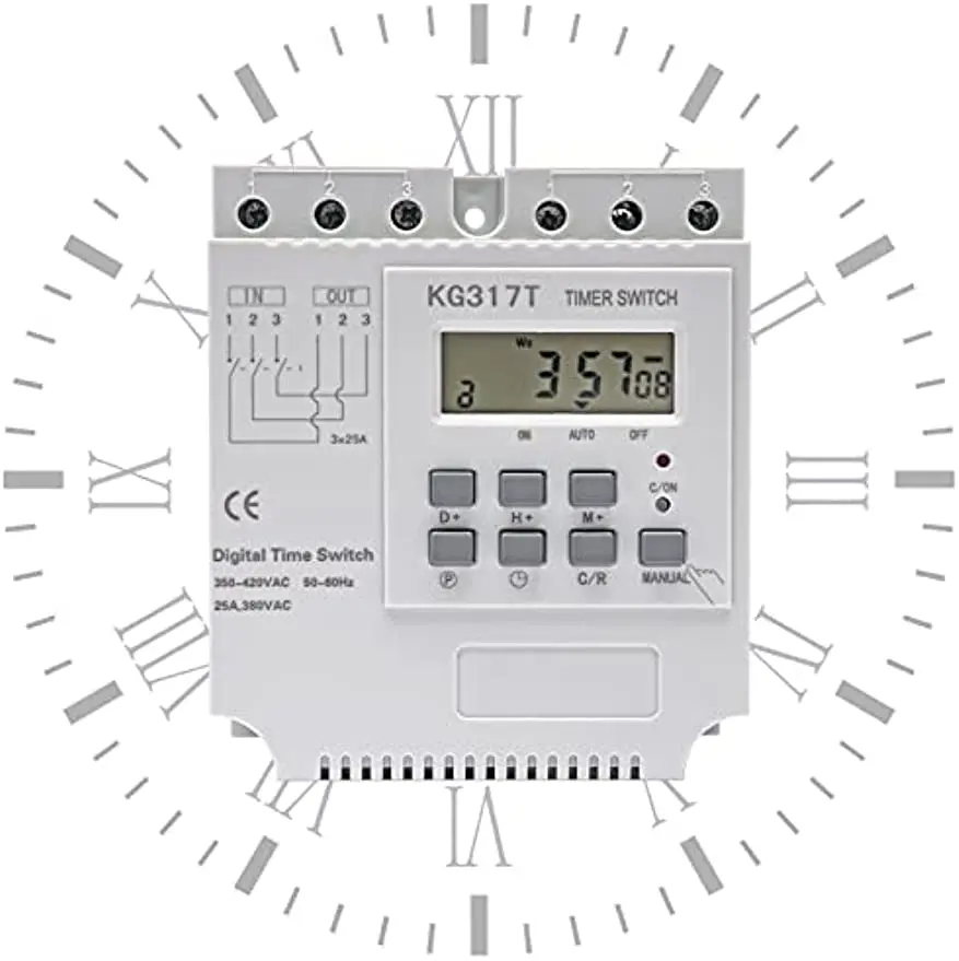 مؤقت رقمي قابل للبرمجة ، مفتاح زمني ثلاثي الطور ، KG317T ، V ، 50-60HZ ، 25A