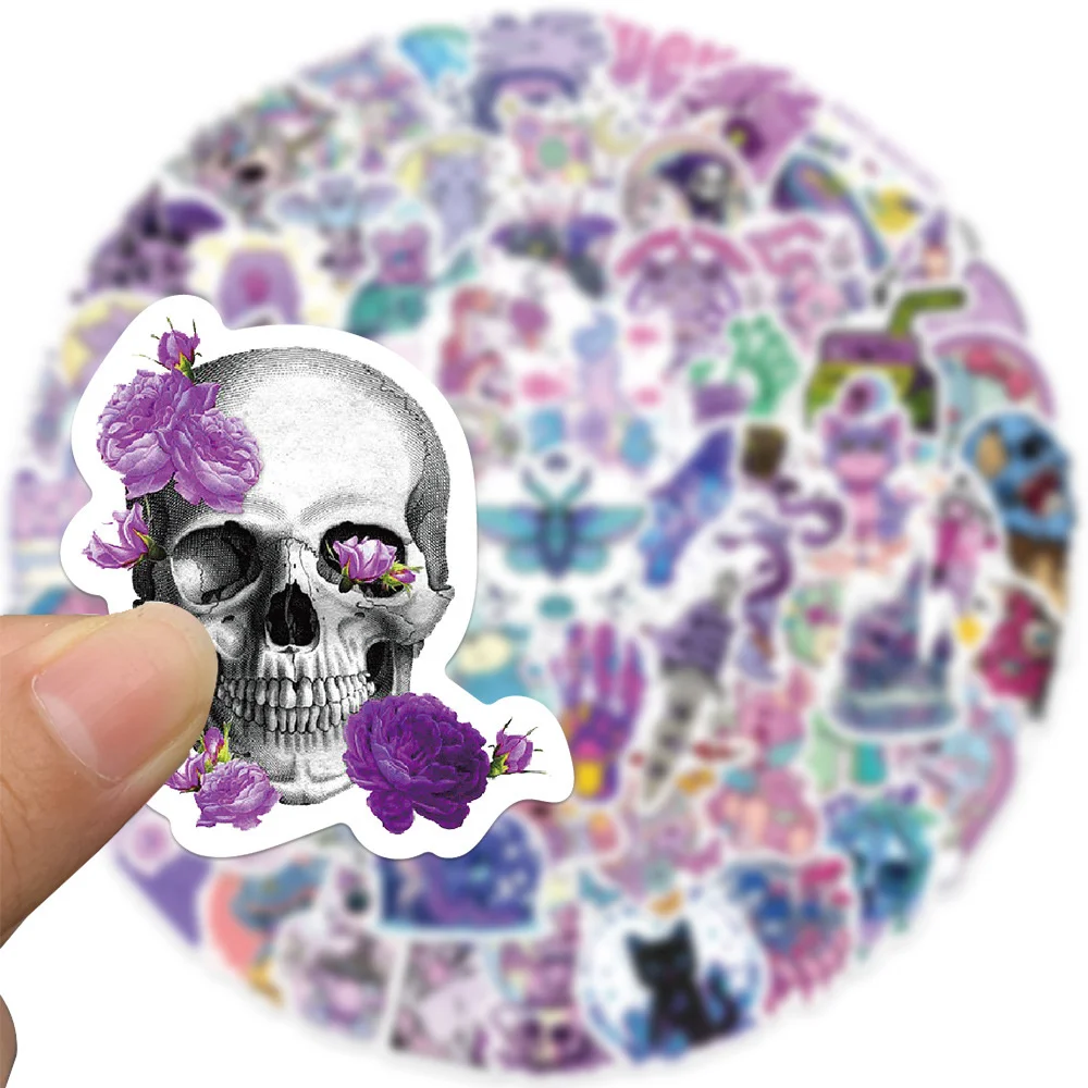 65pcs VIntage Skull Purple Goth Stickers For Ipad Phone Suitcase Scrapbook Stationery DIY Gothic Sticker Scrapbooking Supplies