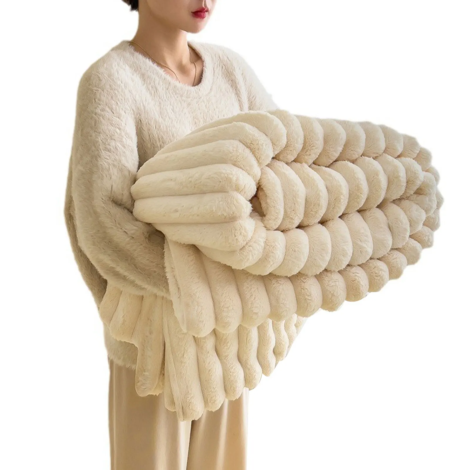 Nachahmung Kaninchen Samt Herbst Warme Bett Decke 100x150 cm Decke Weiche Wärme Winter Sofa Decken für Überwurf runde Decke