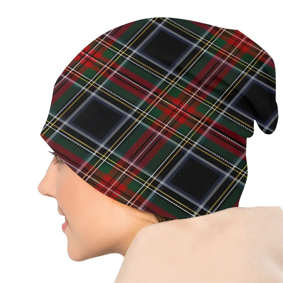 Tartan Designs Bonnet Homme Fashion Thin Skullies Beanies Stewart Tartan Plaid Caps For Men Women Style Hats