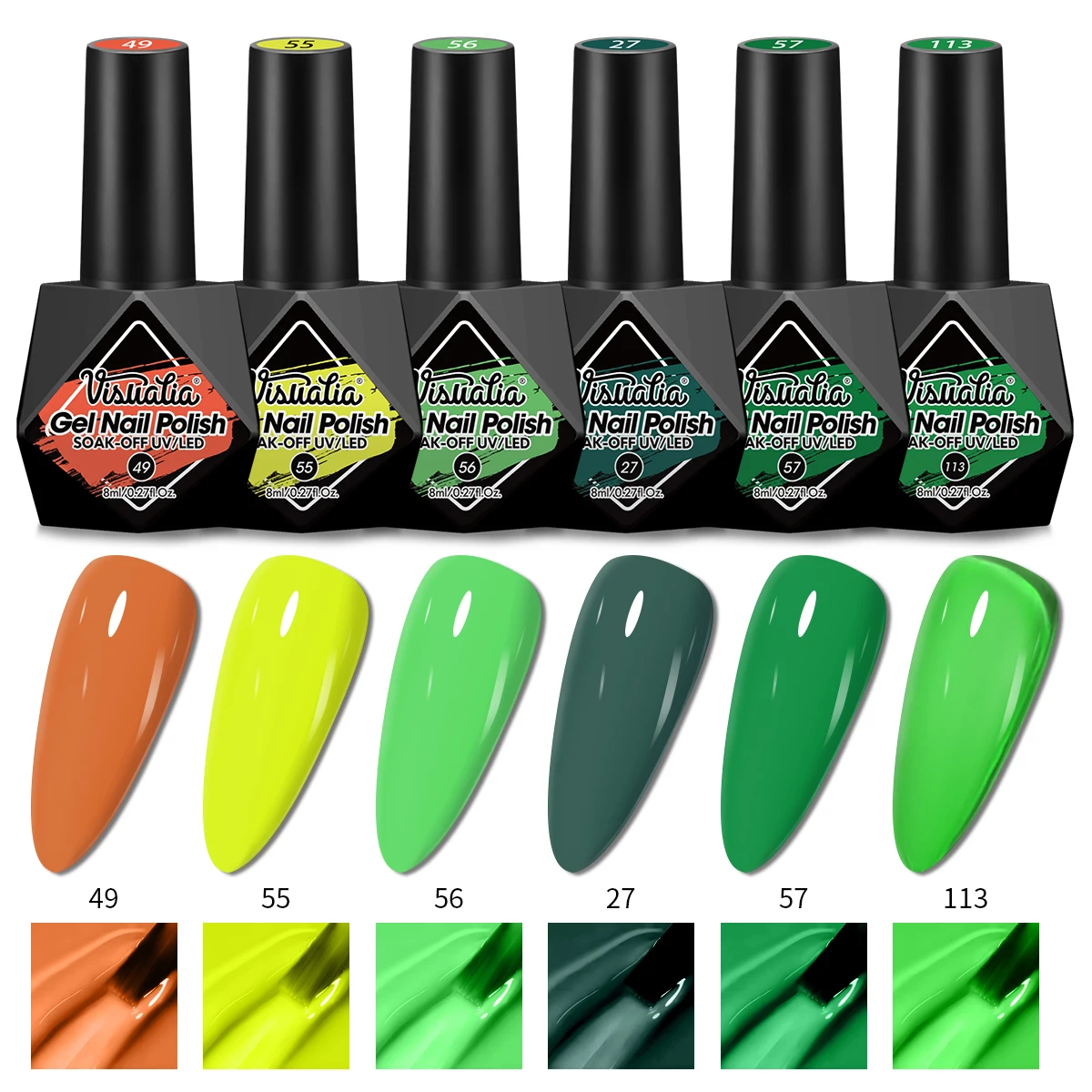 Zestaw 6 lakierów hybrydowych do paznokci Visuatia Diamond Bottle - Nowość 2025, zawiera urocze różowe i brązowe kolory, długotrwałe kolorystycznie, delikatna pielęgnacja paznokci, idealny do manicure w domu, świetny prezent dla kobiet, 8 ml
