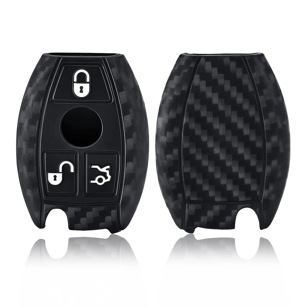 Remote Car Key Carbon Fiber Silicone Key Case For Mercedes Benz A180 A200 A260 W203 W210 W211 AMG W204 C E S CLA Classe