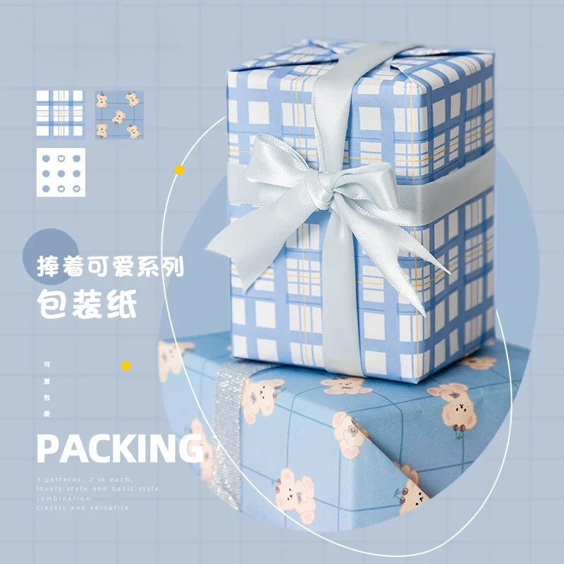 6Pcs Cute Cartoon Gift Wrapping Paper Christmas Festival Gift Carton Packaging Material Paper lovely Girl DIY Decor Parcel Cover