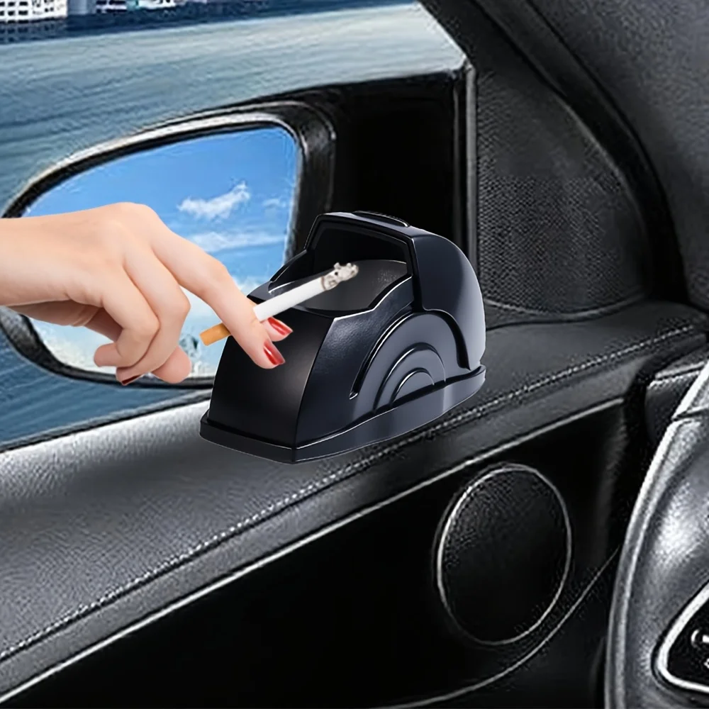 1pc Car ashtray, convenient ash storage, with a key to open the lid to prevent ash flying car supplies ashtray