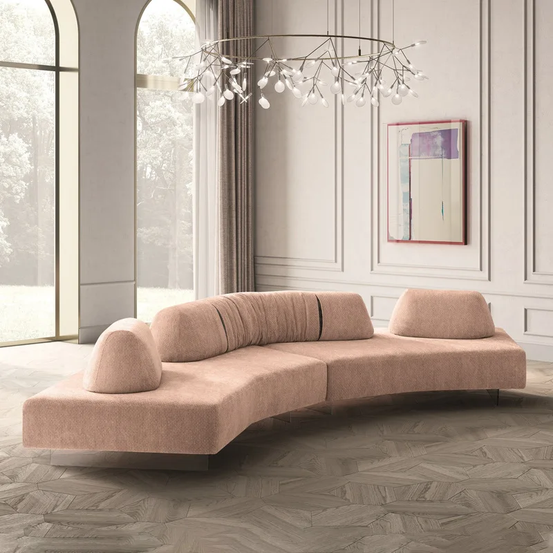 Designer modern light luxury sofa villa large flat living room arc cloth