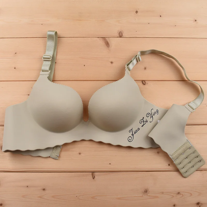 Thickened Bra Gathers 8cm Without Steel Ring, Adjustable Ultra Thick Small Chest, No Marks, Sexy Watermark Letters, One Piece