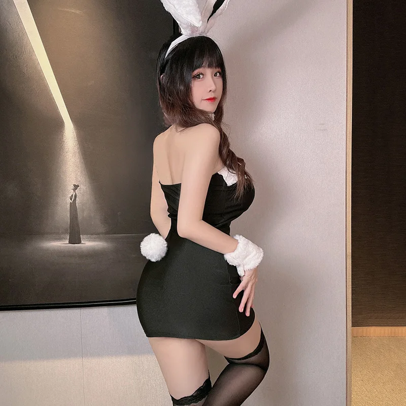 Sexy Cute Plush Snow Bunny Girl Cosplay Suit Underwear Uniform Women Sexy Lingerie Rabbit Ear Hat Pajamas Outfits Costumes