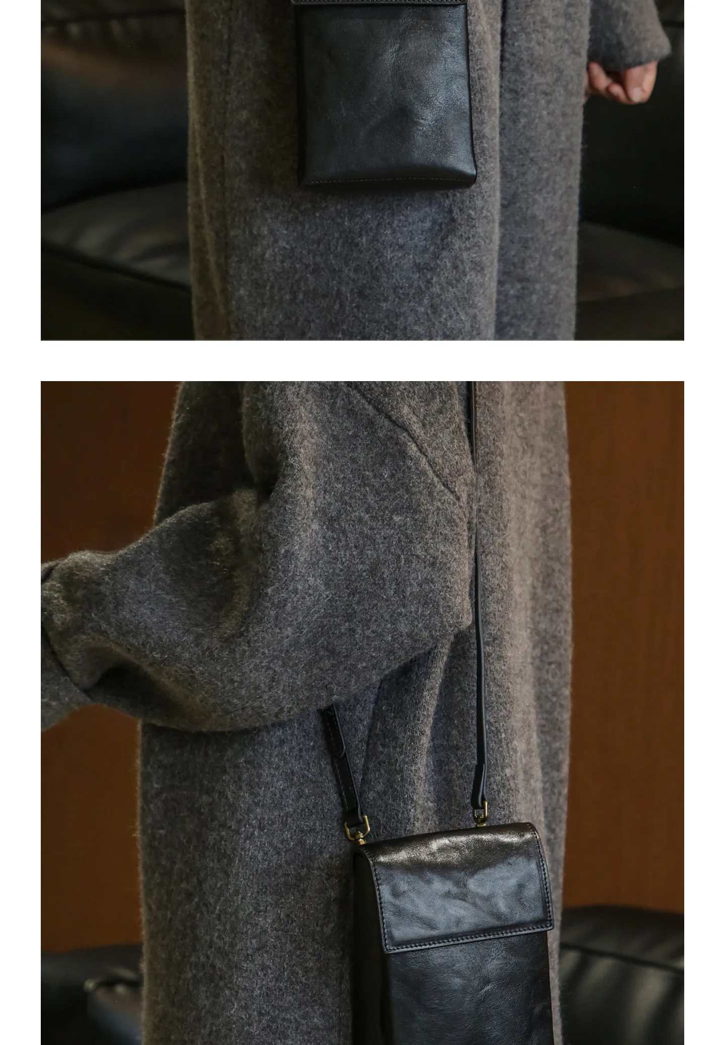 PNDME einfache, hochwertige Damen-Umhängetasche aus Rindsleder der ersten Schicht, kleine Schulter-Crossbody-Tasche für den Alltag im Freien, luxuriöse Handytasche aus echtem Leder – Detail 13