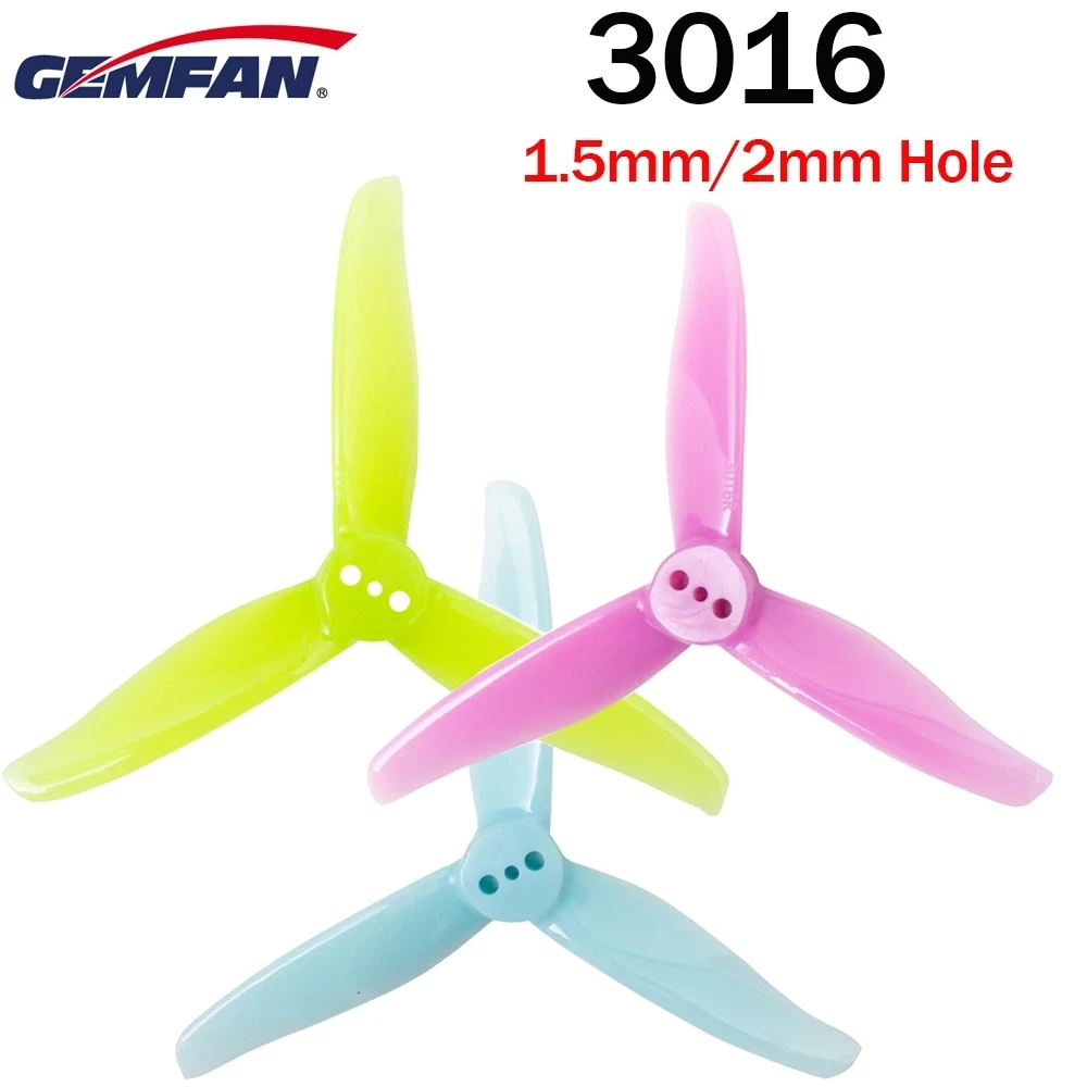 12 Pair Gemfan Hurricane 3016 3inch Toothpick 3X1.6X3 3-Blade Propeller 1.5mm 2mm Hole for RC FPV Racing Drone 1303 5000KV Motor