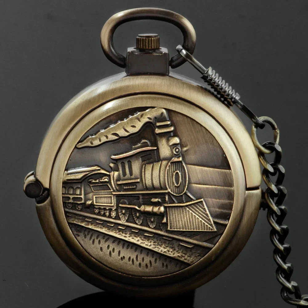 Steampunk Bronze Mechanical Pocket Watch Retro Creative Rotating Cover Roman Numeral Display Manual Mechanism Pendant Male Clock