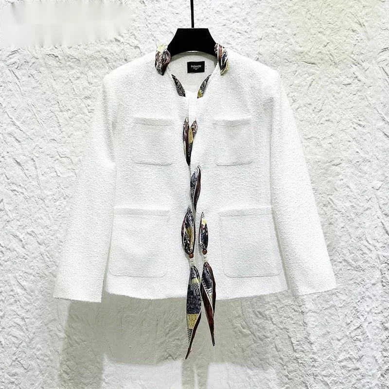 Autumn New Male Jacket Fashionable Scarf Design French Style Round Neck Cardigan Long Sleeve Loose Men's Coats XSE34