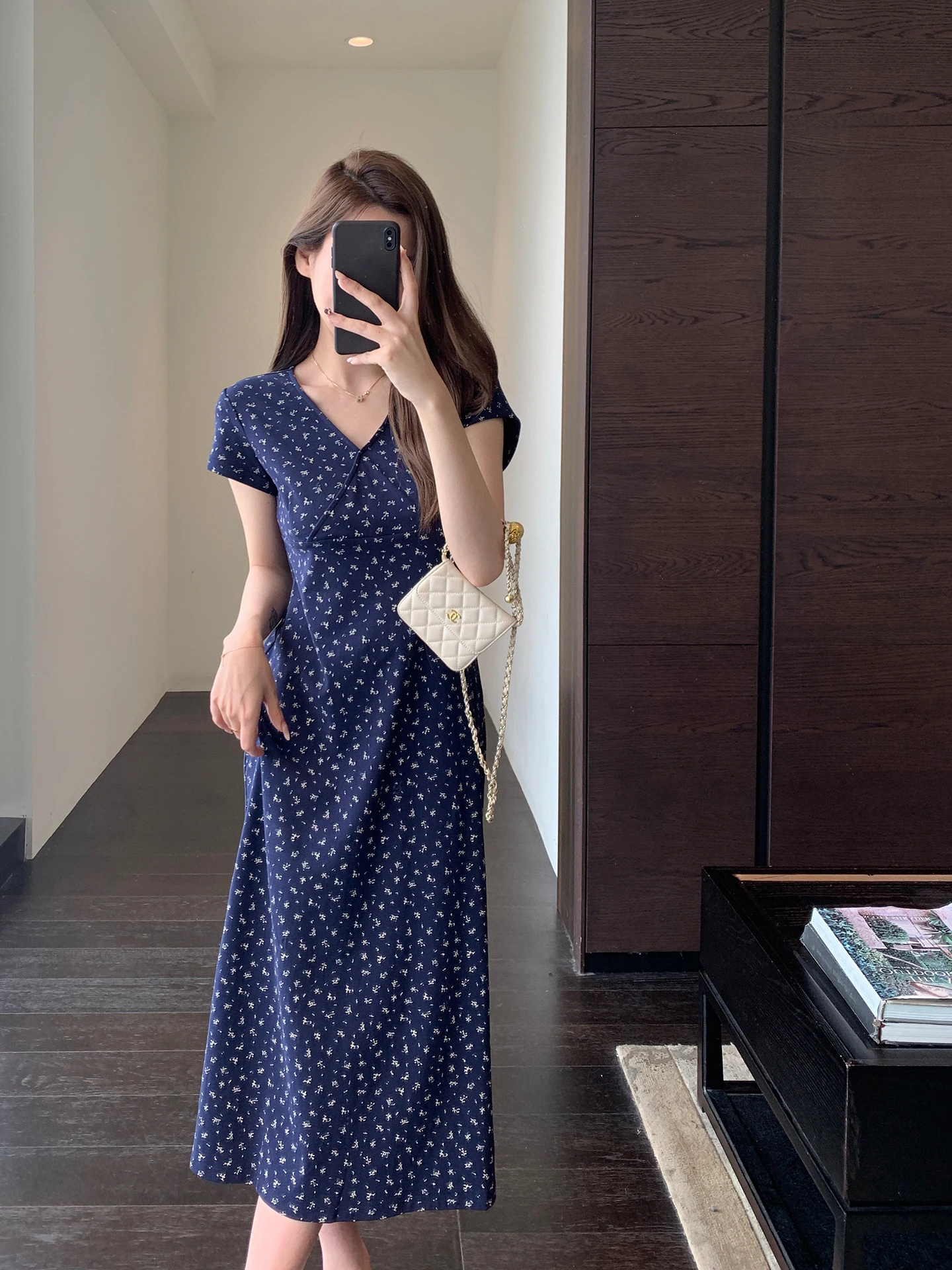 

Elegant Slimming Women's Dress Elastic Fabric High Waist Long Skirt Spring Summer New Style Breathable Comfortable Short Sleeve