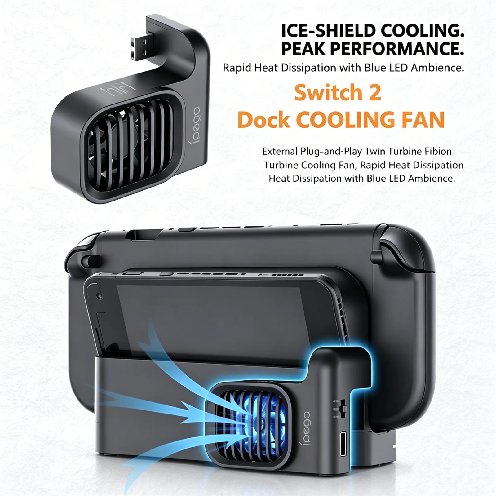 The Switch 2 Cooling Fan Original Dock Host mode Console Dock Cooler with 2Speed Adjustment Increase frame rate Game accessories