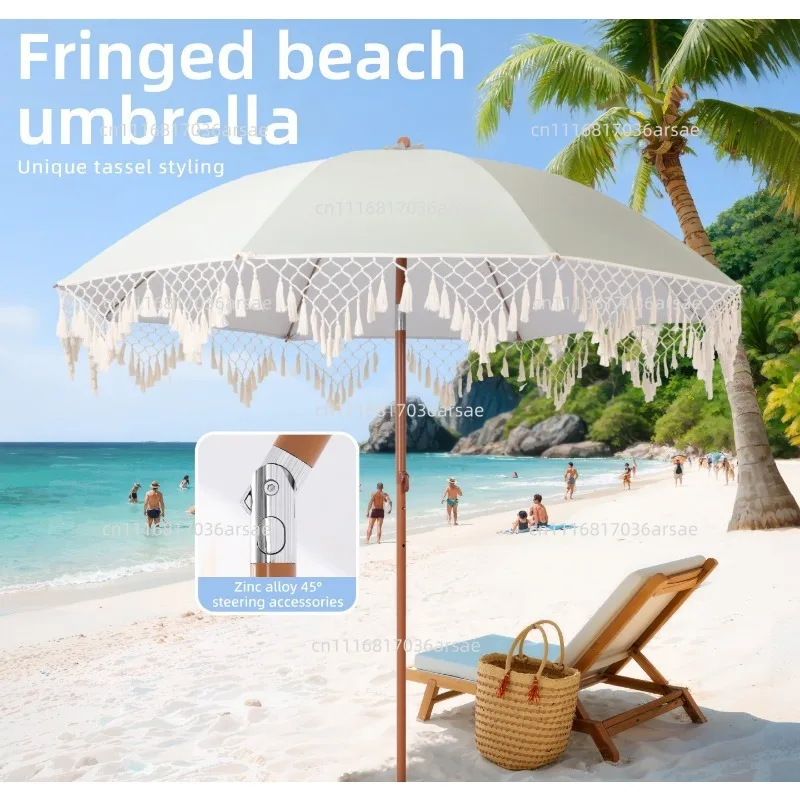 Seaside Resort Beach Umbrella Courtyard Umbrella Tassel Pool Sun Protection