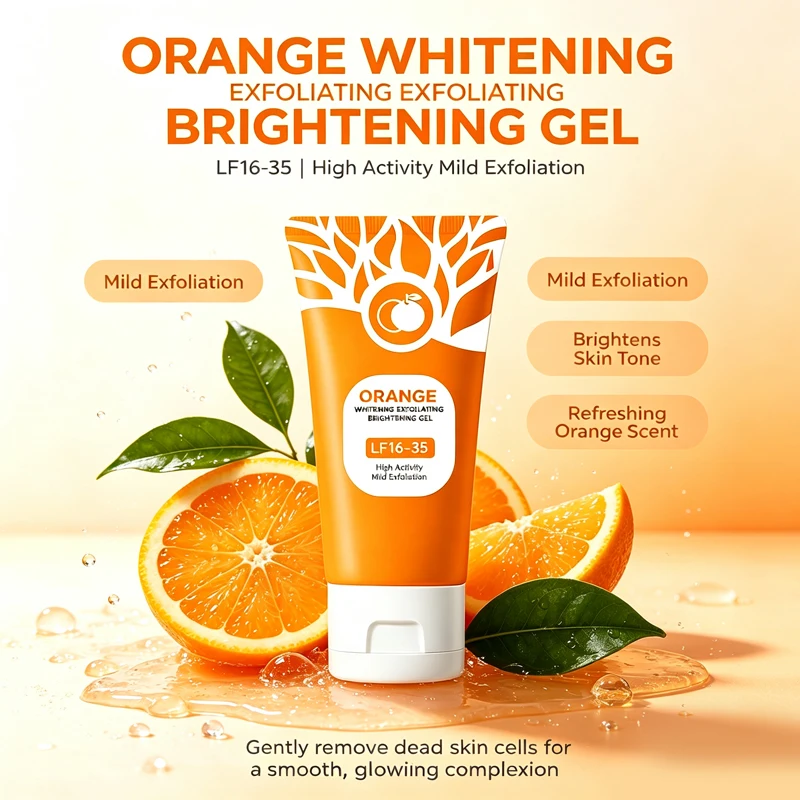 Orange Exfoliating Gel 2/4/7 pcs 50g Each Gentle Brightening Face Body Scrub Deep Cleansing Peeling Gel for All Skin Types Smoothing Skin Care