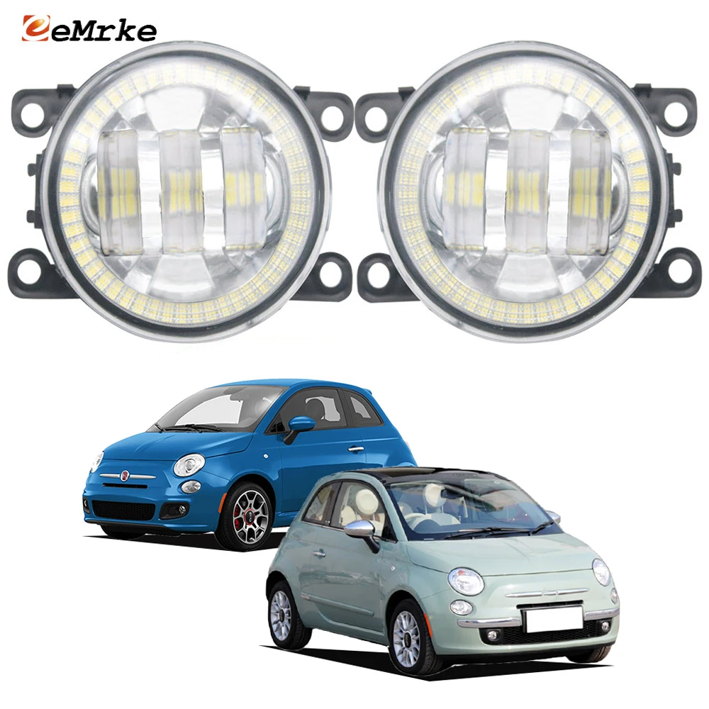 Upgrade LED PTF Car Fog Lights for Fiat 500 312/FF,500 Sport,500 Lounge Air,500 Cult 2012 2013 2014 2015 Angel Eyes DRL Daylight