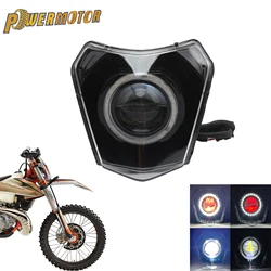 Motocross LED Wick For KTM EXC XC SX SXF EXCF 125 To 500 Headlight High/Low Beam With Angel Eyes DRL Headlamp Moto Accessories