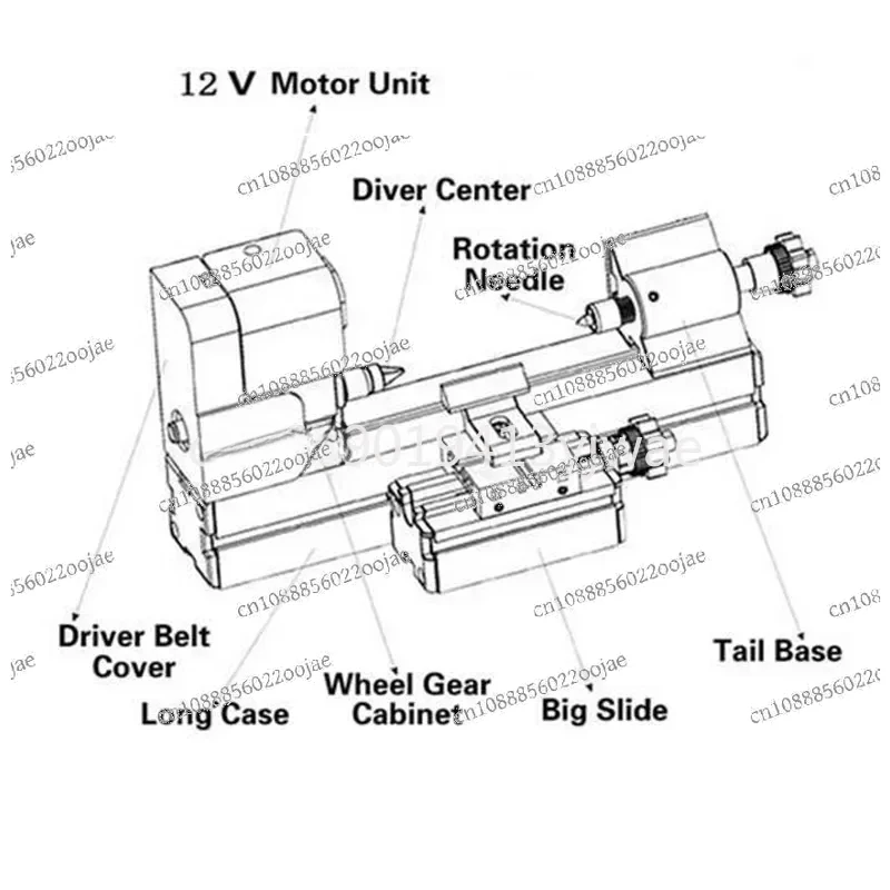 W10003 20000rpm Mini Lathe Woodworking Machinery Processing Teaching Model, DIY Metal Universal Machine Mini Lathe