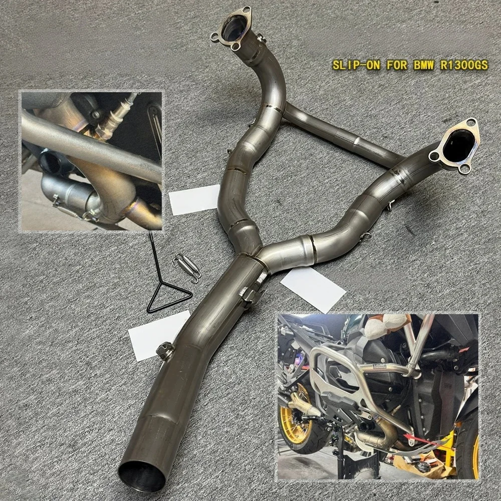 For BMW R1300GS FST Titanium Alloy Front Mid-Pipe Exhaust Assembly Straight-Through Precision Alignment Installation Kit