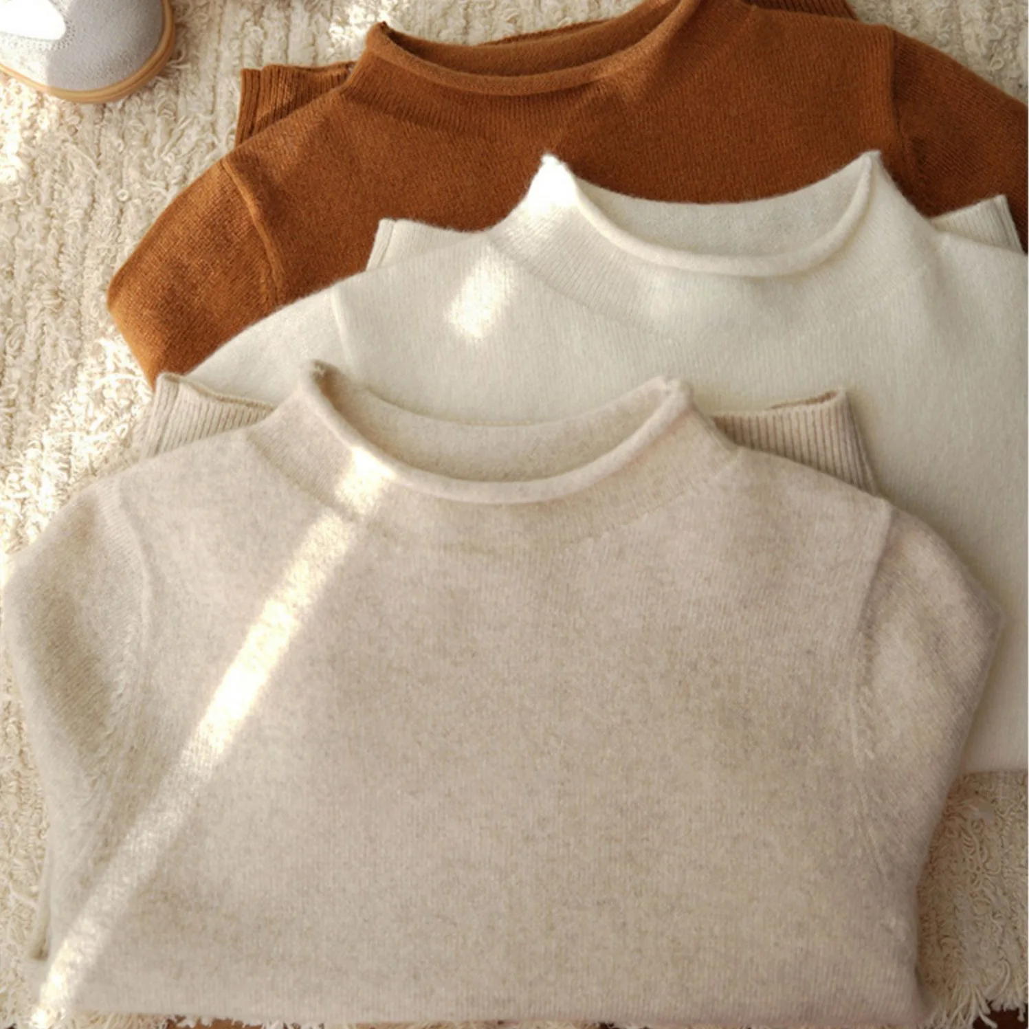 Kids Half Turtleneck Solid Knit Top – Rolled Hem Base Layer for Boys Girls Soft Stretchy Winter Sweater Winter Clothes for Girls