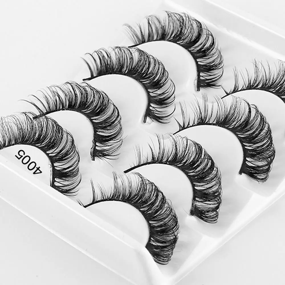 4 Pairs Reusable Looks Like Eyelash Extension Fluffy Russian Strip Lashes D Curl False Eyelashes Fake Eyelashes